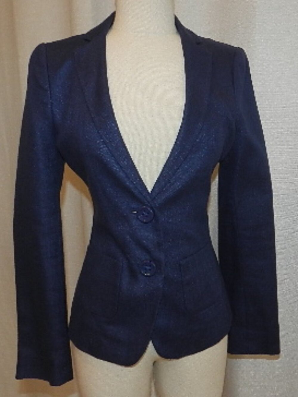 Kate Spade New York Blue Tami Blazer Jacket Women's 0 Linen Blend Striped Lining